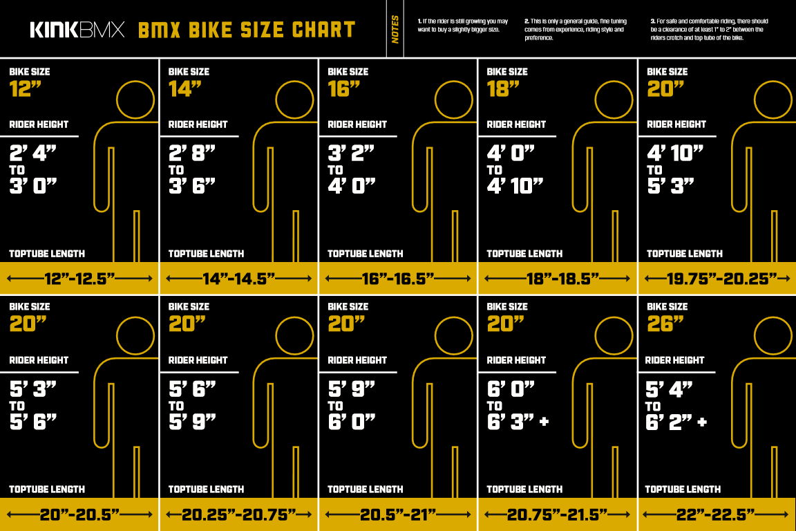 Kink BMX Bike Size Chart