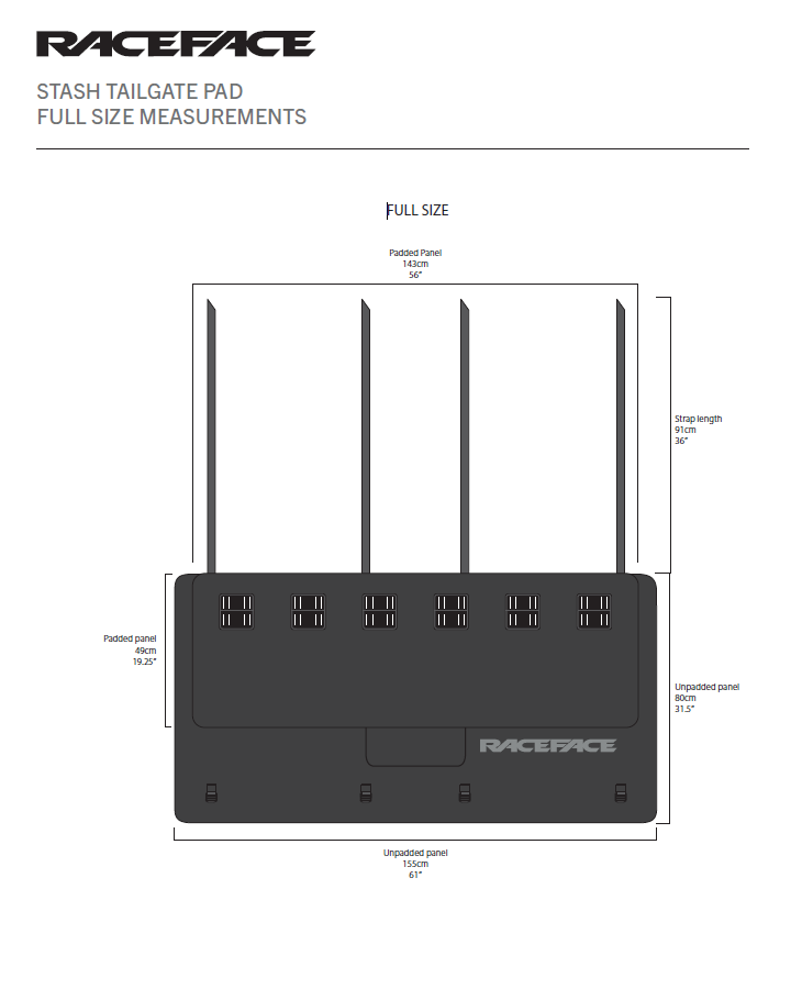Race Face Stash Pad Size Diagram