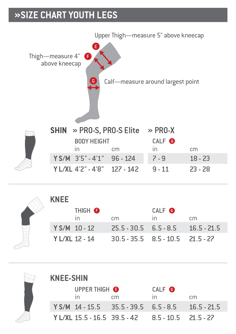 Shin Pads Size Chart