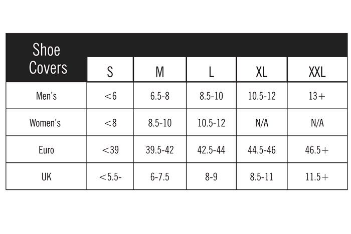 Cleat Cover Size Chart