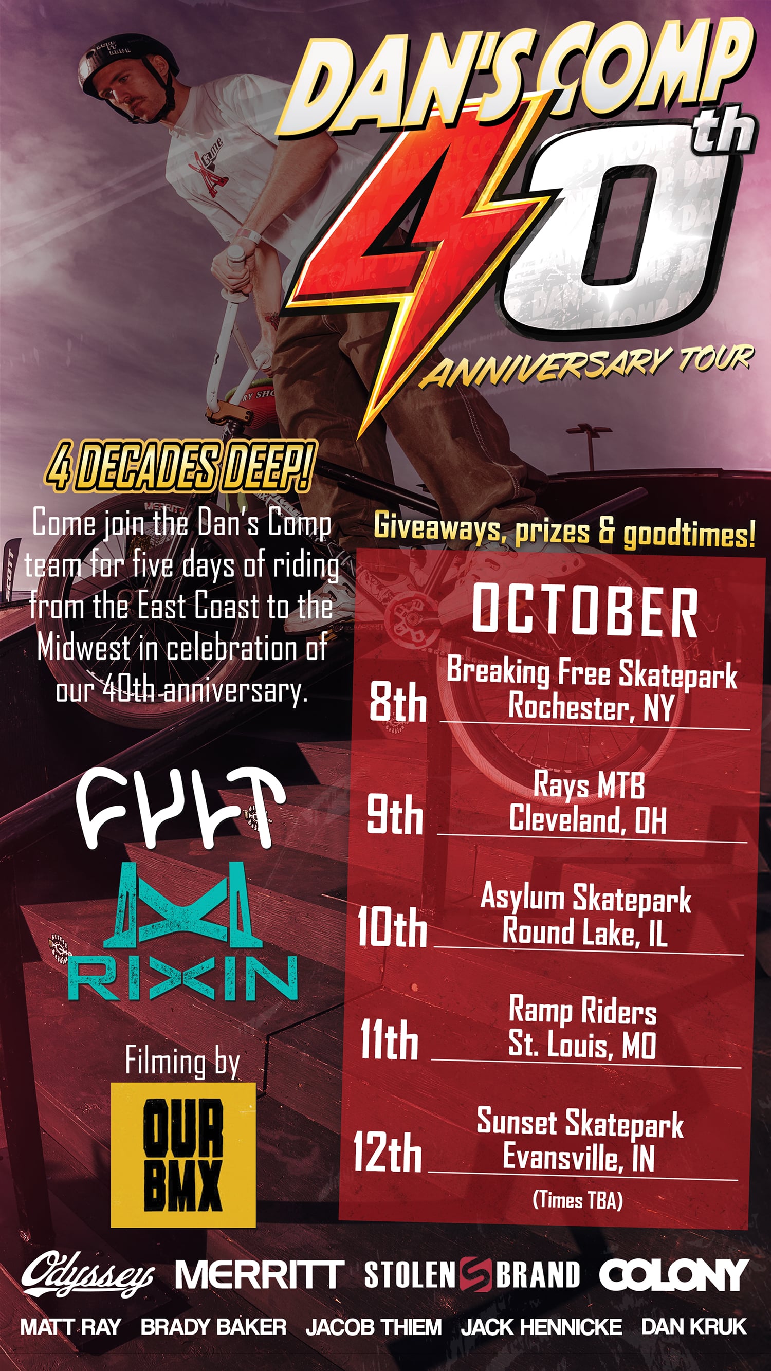 flyer for the Dan's Comp 40th anniversary tour.
