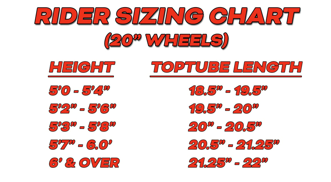 Rider sizing chart - Height and length