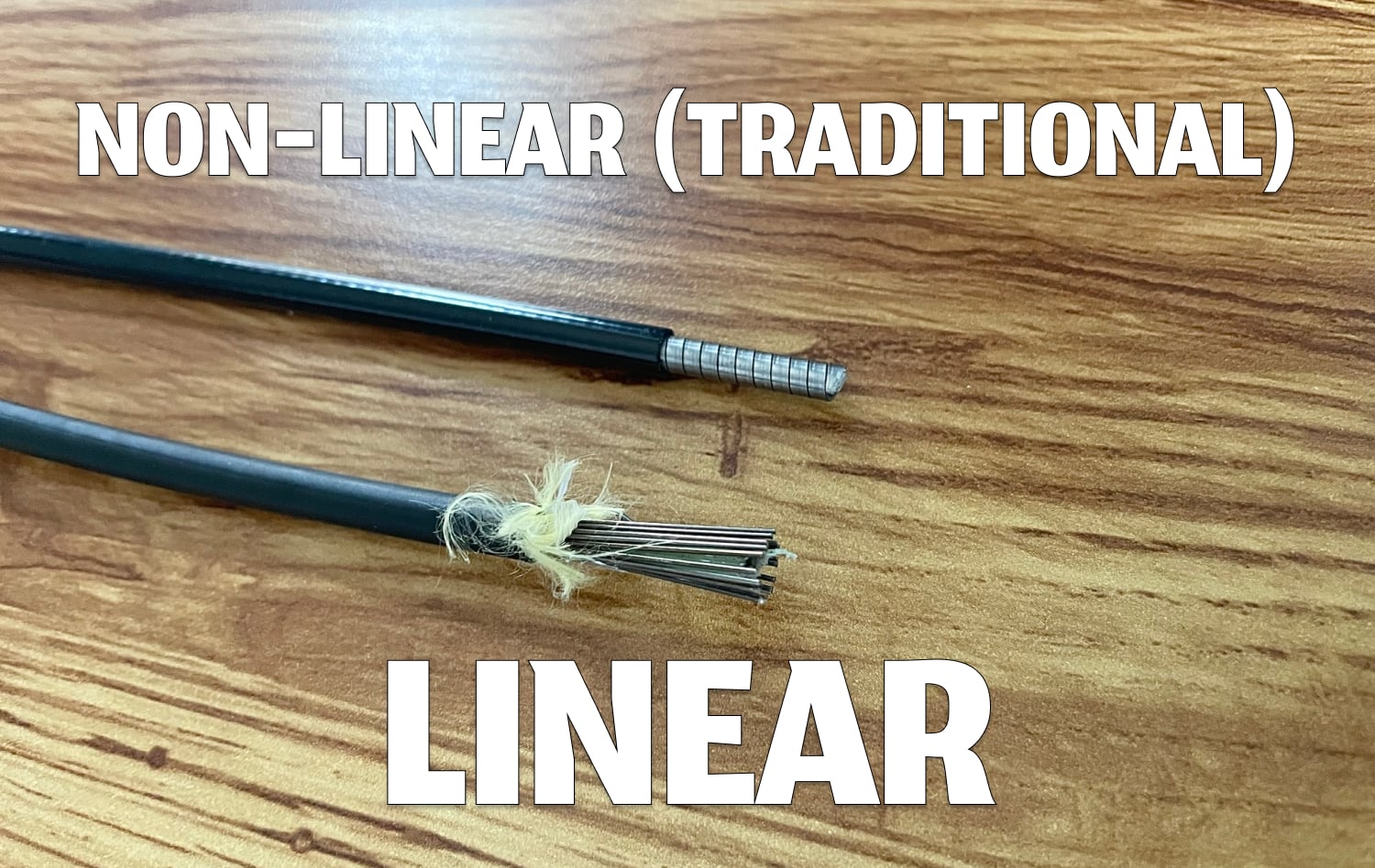 Showing the difference between a linear and a non-linear BMX brake cable.