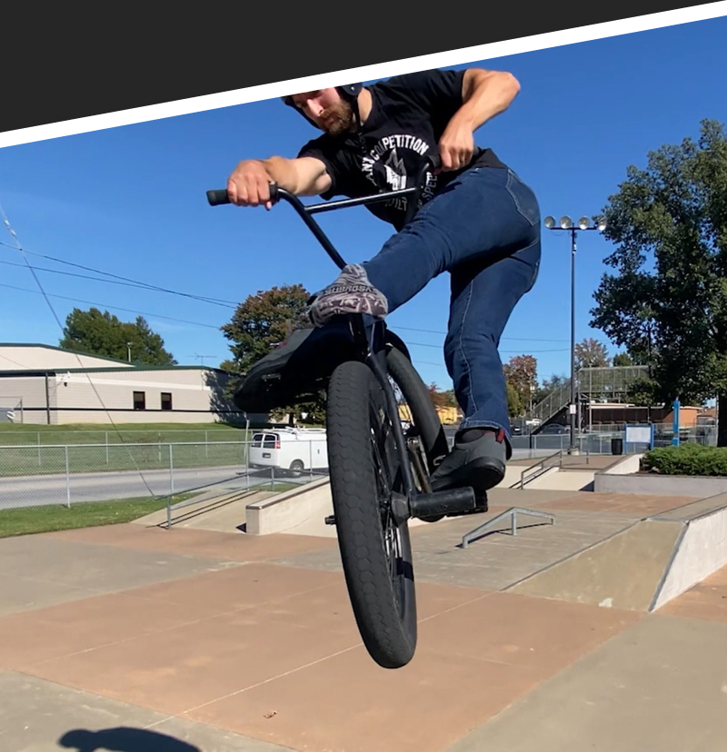 backend view of bike trick