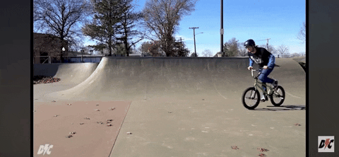 Gif of a BMX rider executing a pull-up barspin.