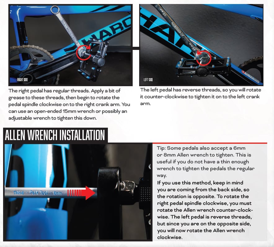 BMX pedal installation.