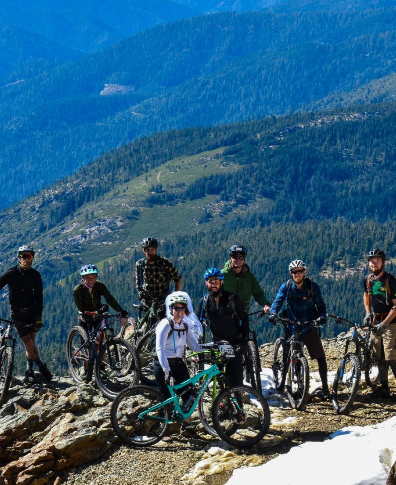 Group of Mountain bike trail riders on Downieville Mountain