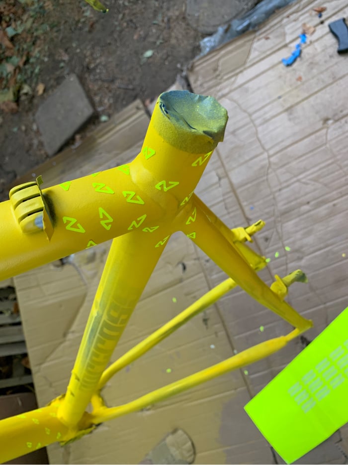 Painting the frame yellow