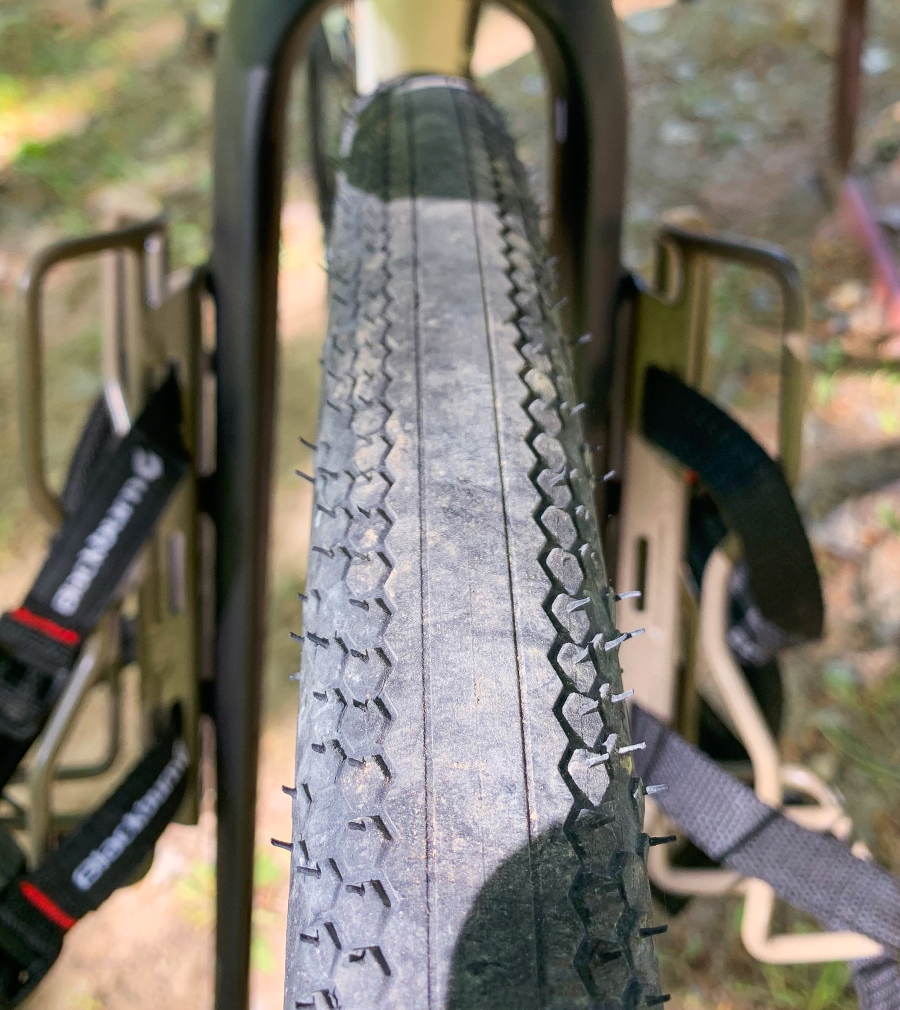 Front view of a gravel bike tire