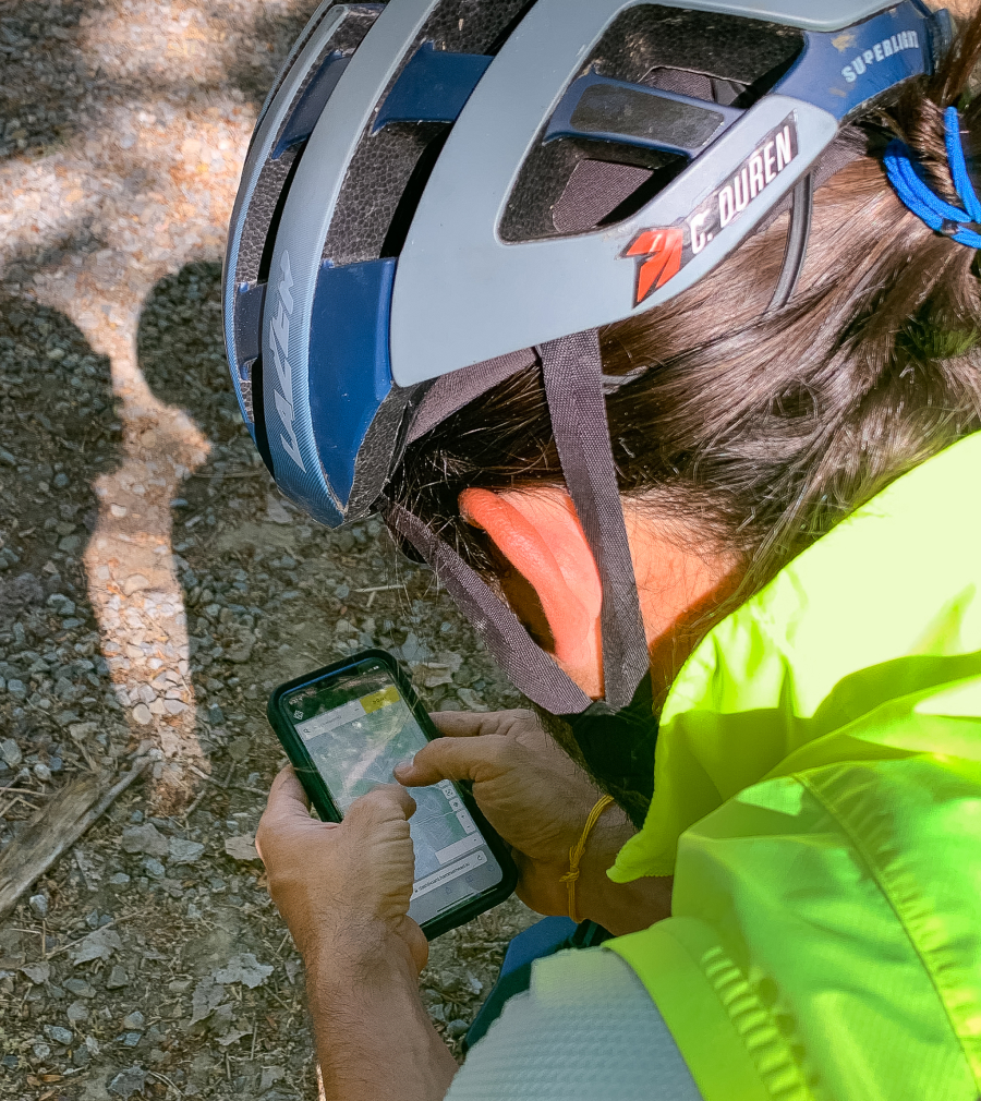 image of corey using his phone for navigation