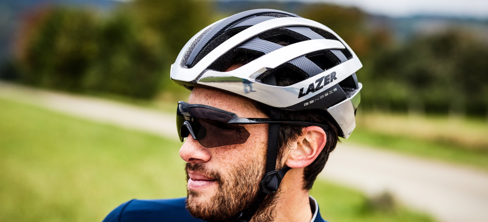 image of man wearing Lazer road helmet