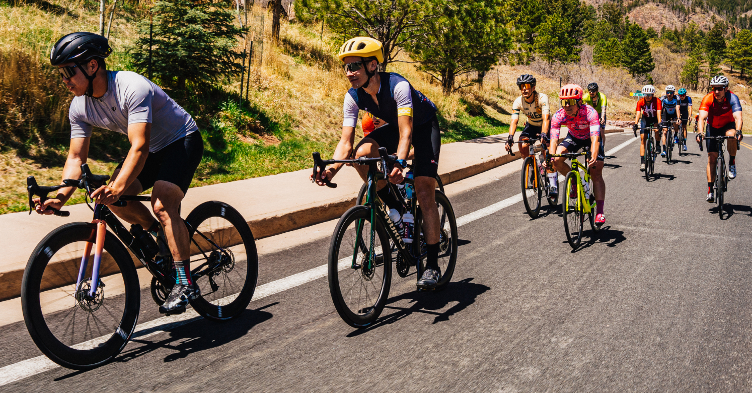 Group of road cyclists riding in Colorado on Vittoria Corsa N.ext tires