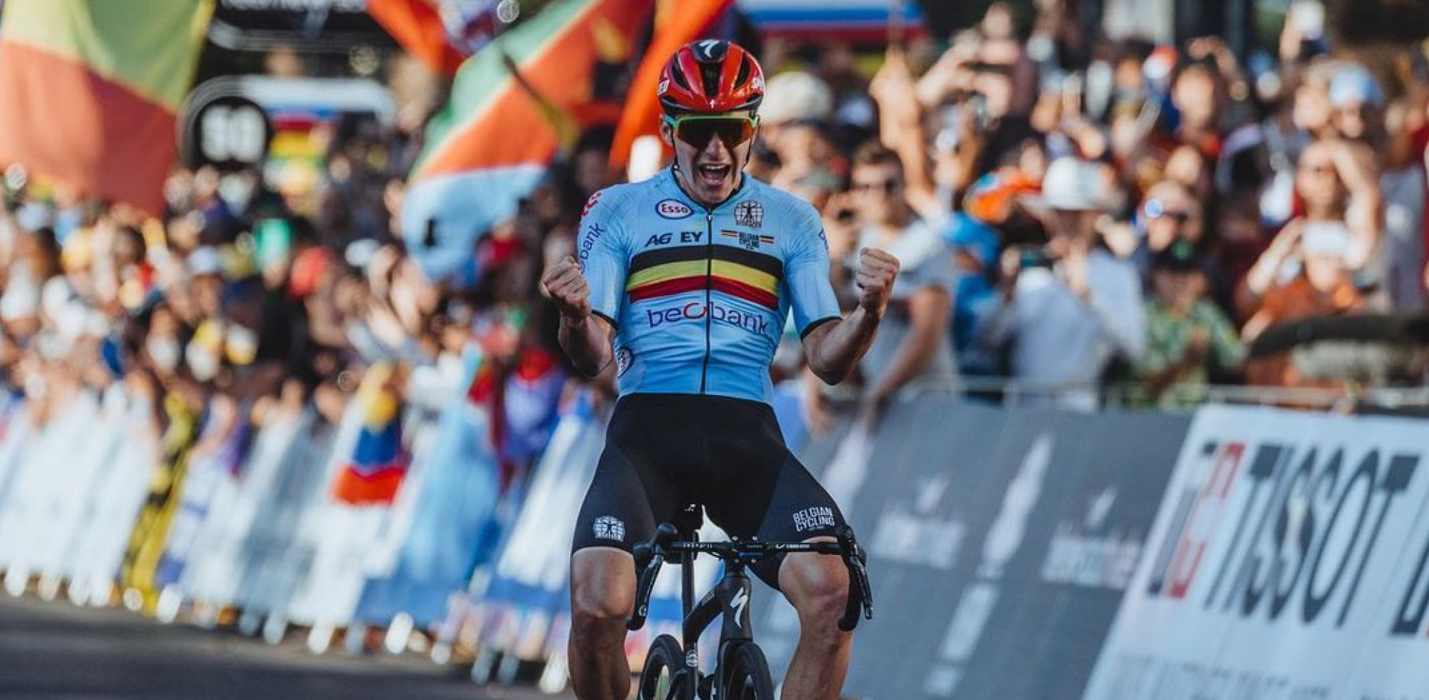 Remco Evenepoel claiming victory at the 2022 World Championships