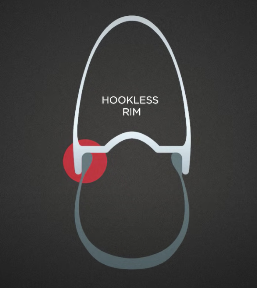 Digital rendering of hookless rim and tubeless tire locking together