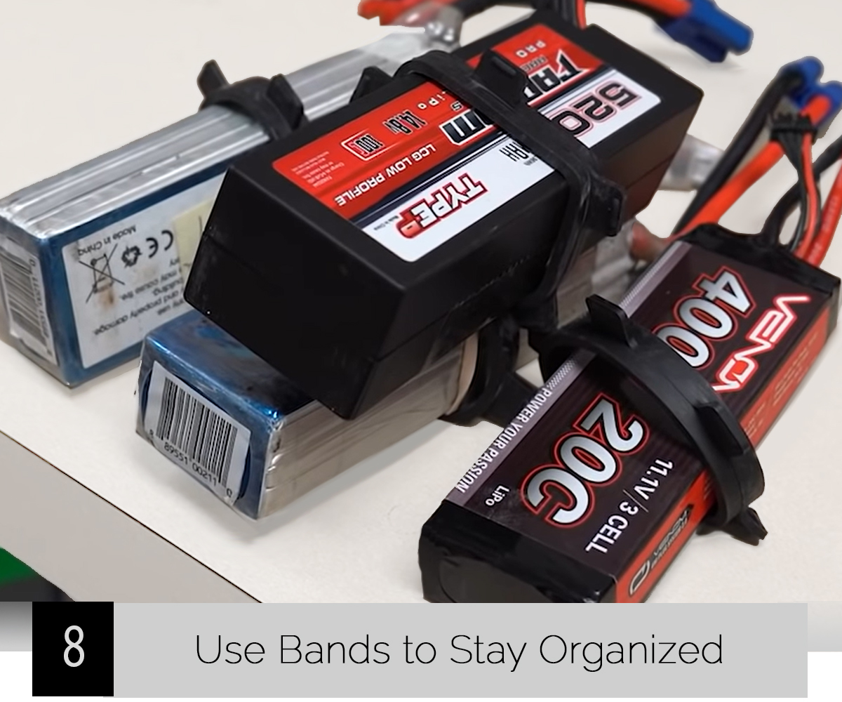 Lipo Charger Tip 8 - Use Bands to Stay Organized