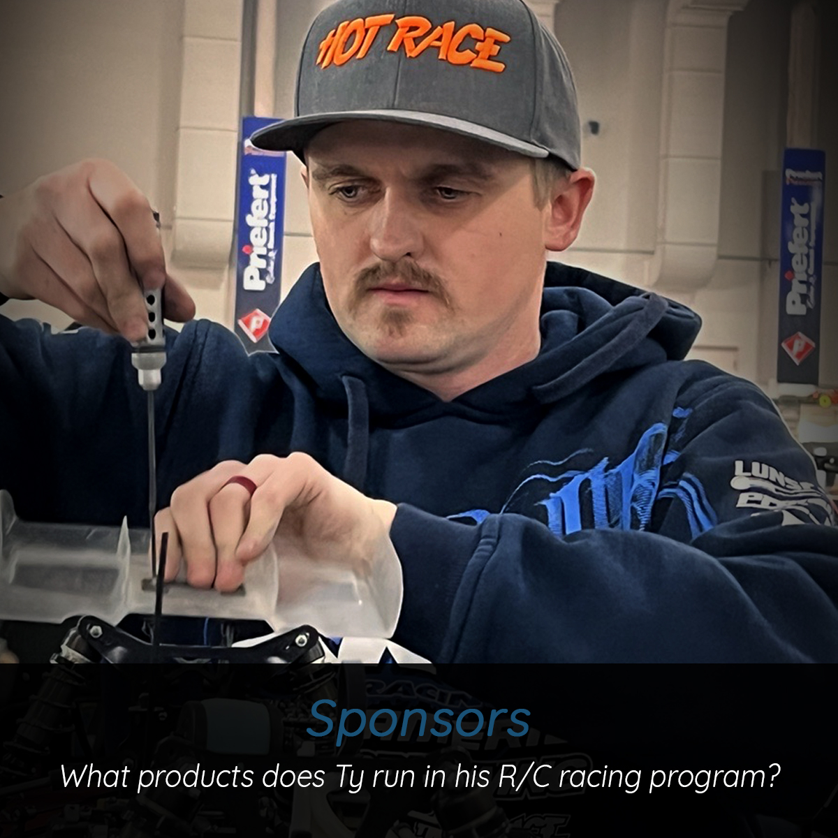 What brands does Ty use in his RC race program?