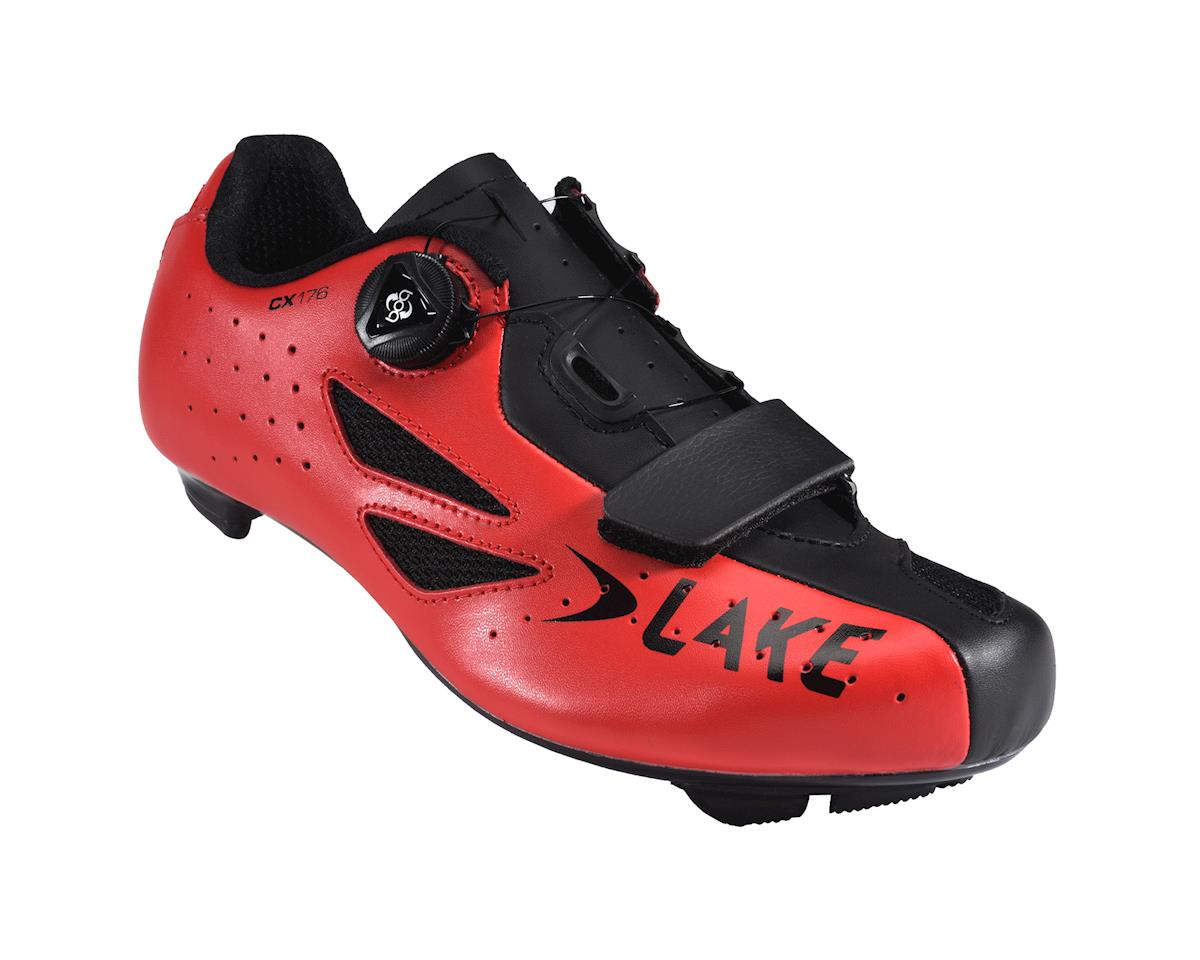 Lake CX176 Wide Fit Road Shoes (Red 