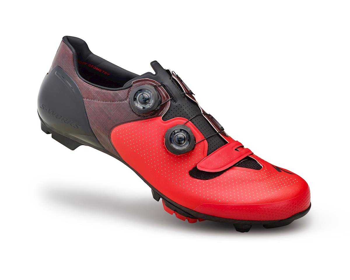 red and black cycling shoes