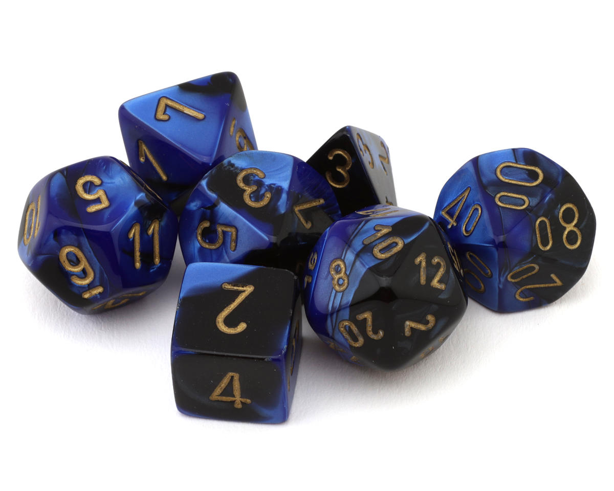 Chessex Gemini® Polyhedral 7-Die Set (Black-Blue/Gold) [CHX26435