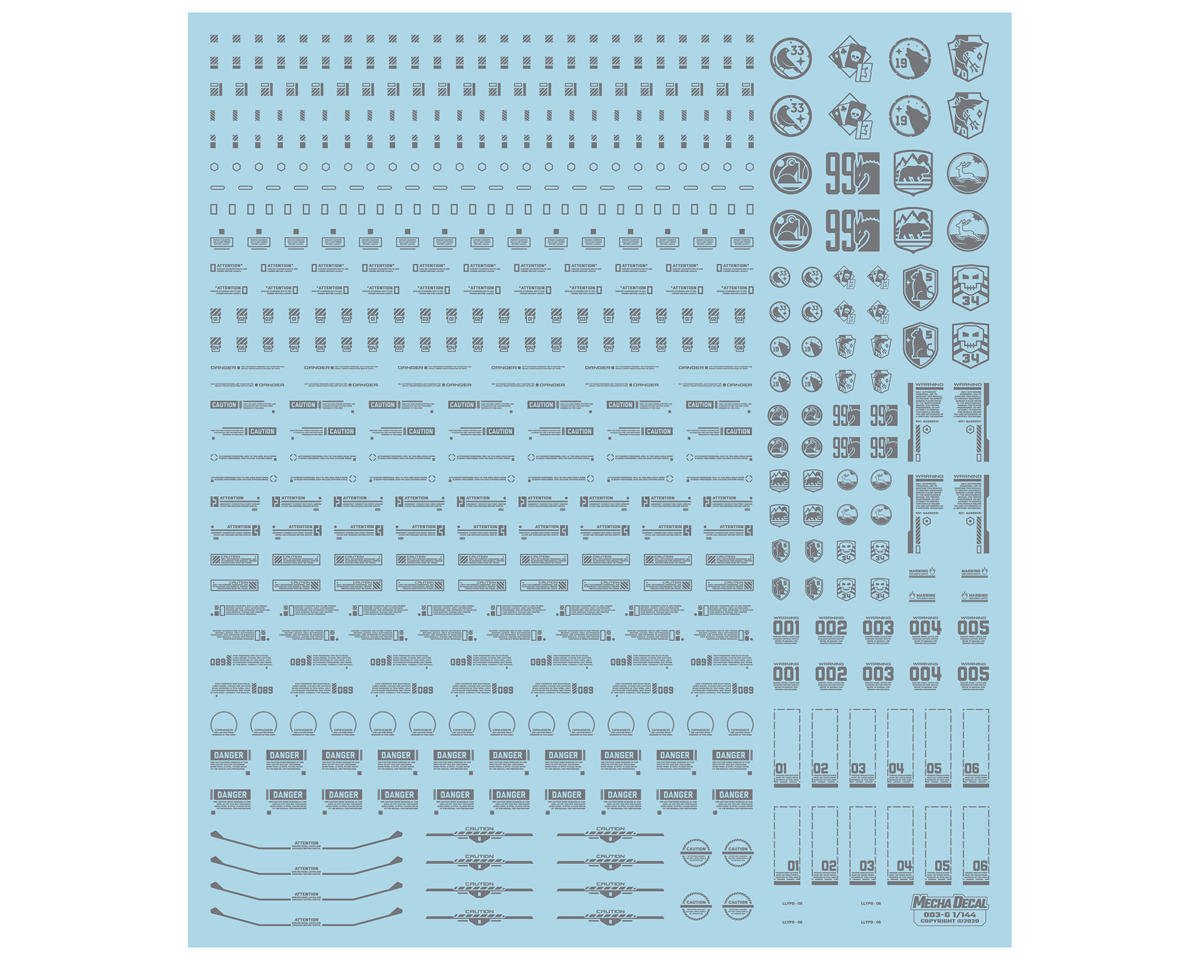 Mecha Decals 1/144 Ultra Premium Waterslide Decal Sheet (Grey) (#3 ...