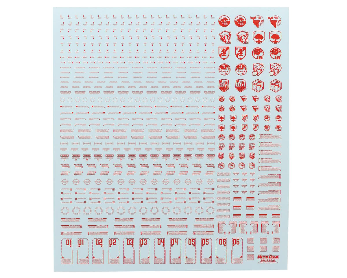 Mecha Decals 1/144 Ultra Premium Waterslide Decal Sheet (Red) (#4 ...