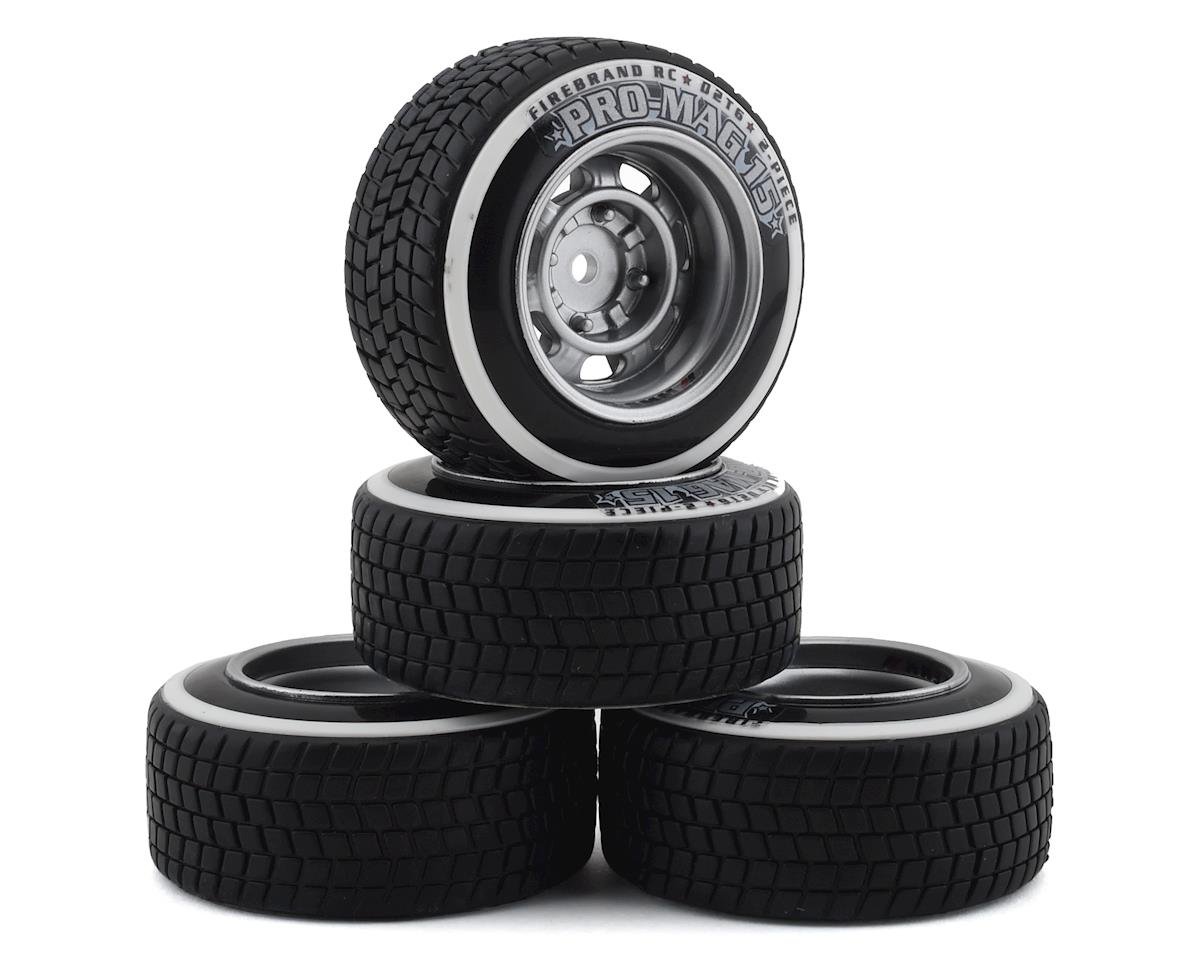 Firebrand RC Promag 15-D2T Pre-Mounted Drift Tires (4) (Silver) FBR1WHEPRO718