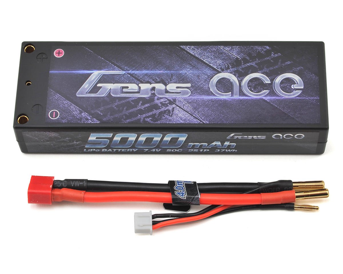 Gens Ace 2s LiPo Battery Pack 50C w/4mm Bullets (7.4V/5000mAh) GEA50002S50D