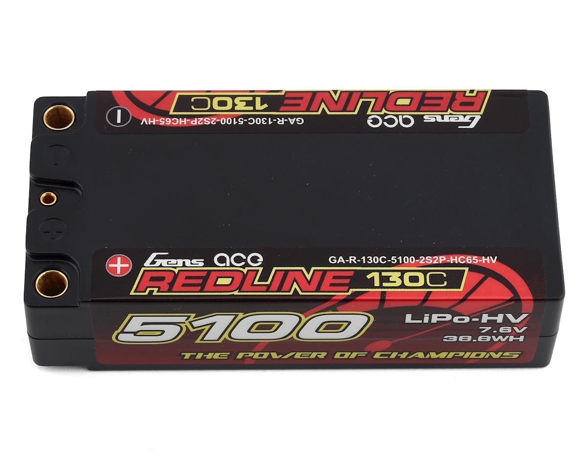 Gens Ace Redline 2s Shorty LiHV LiPo Battery 130C w/5mm Bullets (7.6V/5100mAh) GEA51002S13D5