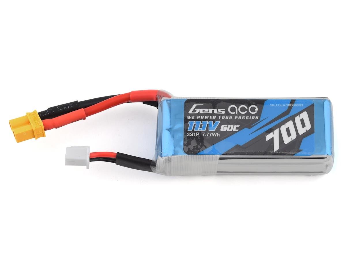 Gens Ace 3s LiPo Battery 60C (11.1V/700mAh) (OMP M2/Logo 200) GEA7003S60X3