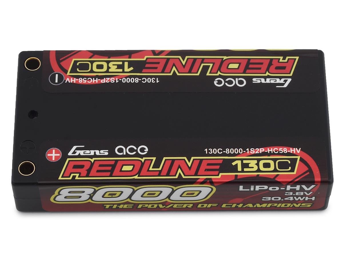 Gens Ace Redline 1S LiHV LiPo Shorty Battery 130C w/4mm Bullets (3.8V/8000mAh) GEA80001S13D4