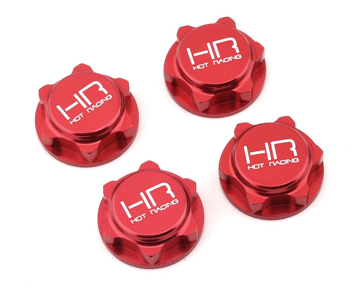 Hot Racing 17mm Serrated Dirt Shield Closed Wheel Nuts (Red) (4) HRANRO10N02