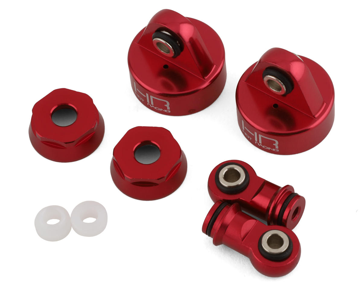 Hot Racing Traxxas UDR Aluminum Shock Caps & Rod Ends Set (Red) (2 ...