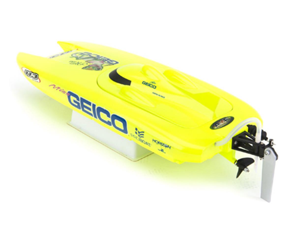 pro boat miss geico 17-inch rtr brushed catamaran boat