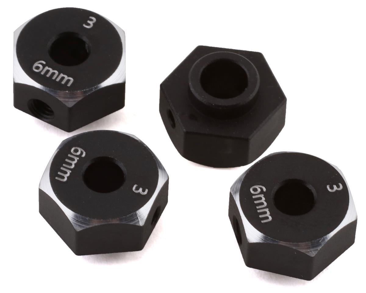 Samix SCX10 III Aluminum Hex Adapter (Black) (4) (6mm) [SAMSCX3