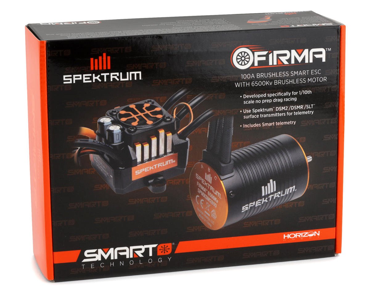 Spektrum RC Firma 100 Amp Brushless Smart ESC/Motor Drag Racing Combo ...