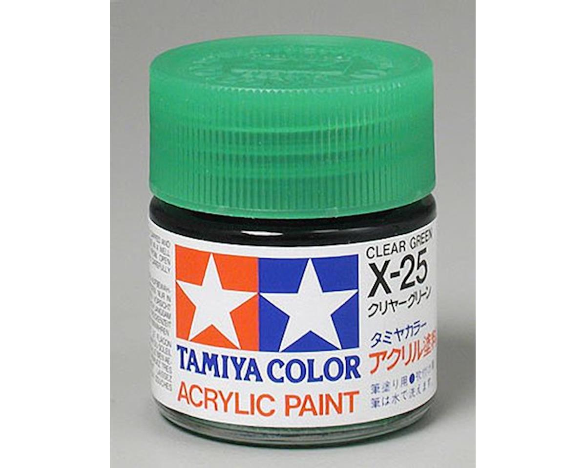 Tamiya X25 Clear Green Gloss Finish Acrylic Paint (23ml) [TAM81025