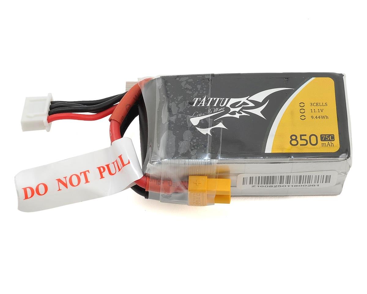 Tattu 3s LiPo Battery 75C (11.1V 850mAh) TAT-75C-850-3S1P-XT30