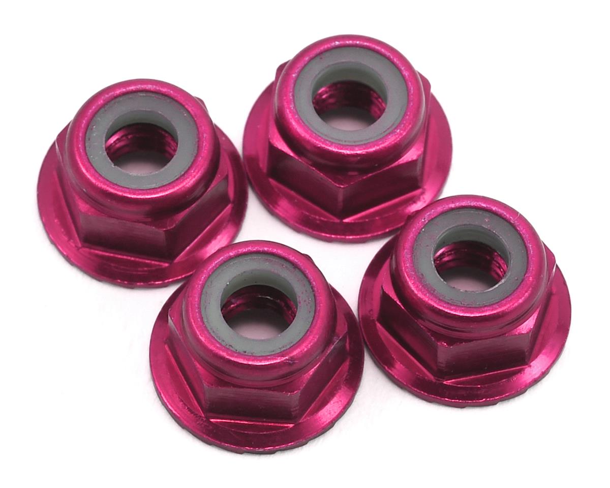 Traxxas Nuts, 4mm aluminum, flanged, serrated (pink-anodized) (10) TRA1747P