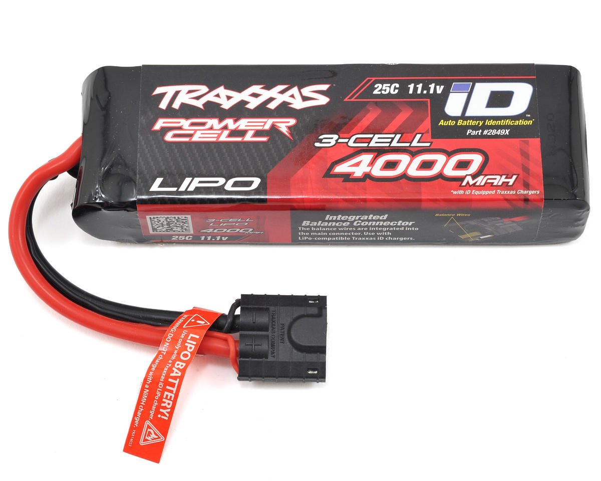 Traxxas 4000mAh 3S 11.1V 25C LiPo iD Connector Soft Case 135x26x43mm TRA2849X