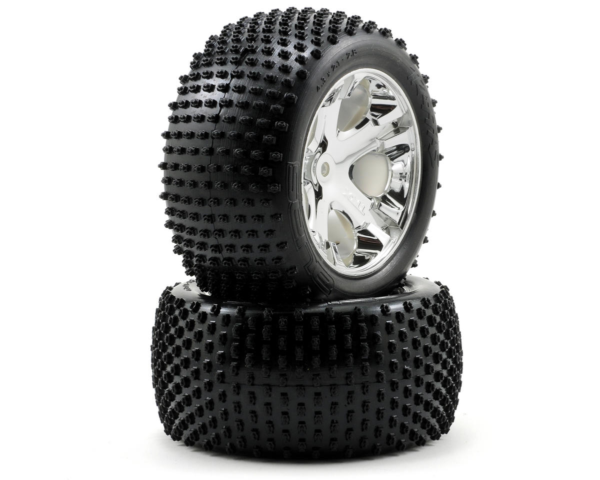 Traxxas Tires & wheels, assembled, glued (2.8') (All-Star chrome wheels, Alias tires, foam inserts) (electric rear) TRA3770