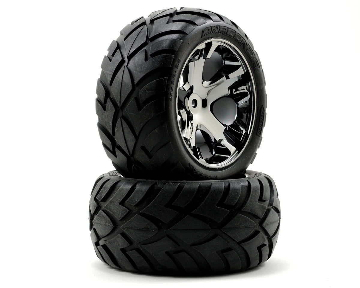 Traxxas Anaconda Rear Tires w/All-Star Wheels (2) (Black Chrome) (Standard) TRA3773A