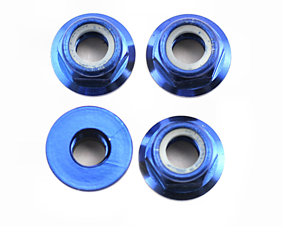 Traxxas Nuts, 5mm flanged nylon locking (aluminum, blue-anodized) (4) TRA4147X