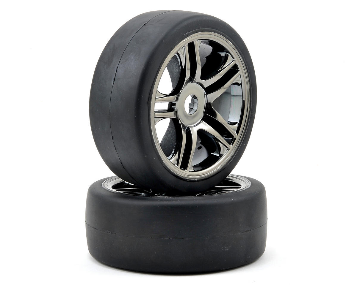 Traxxas Front Tire & Wheel Set (2) (Black Chrome) (S1) XO-1 TRA6479