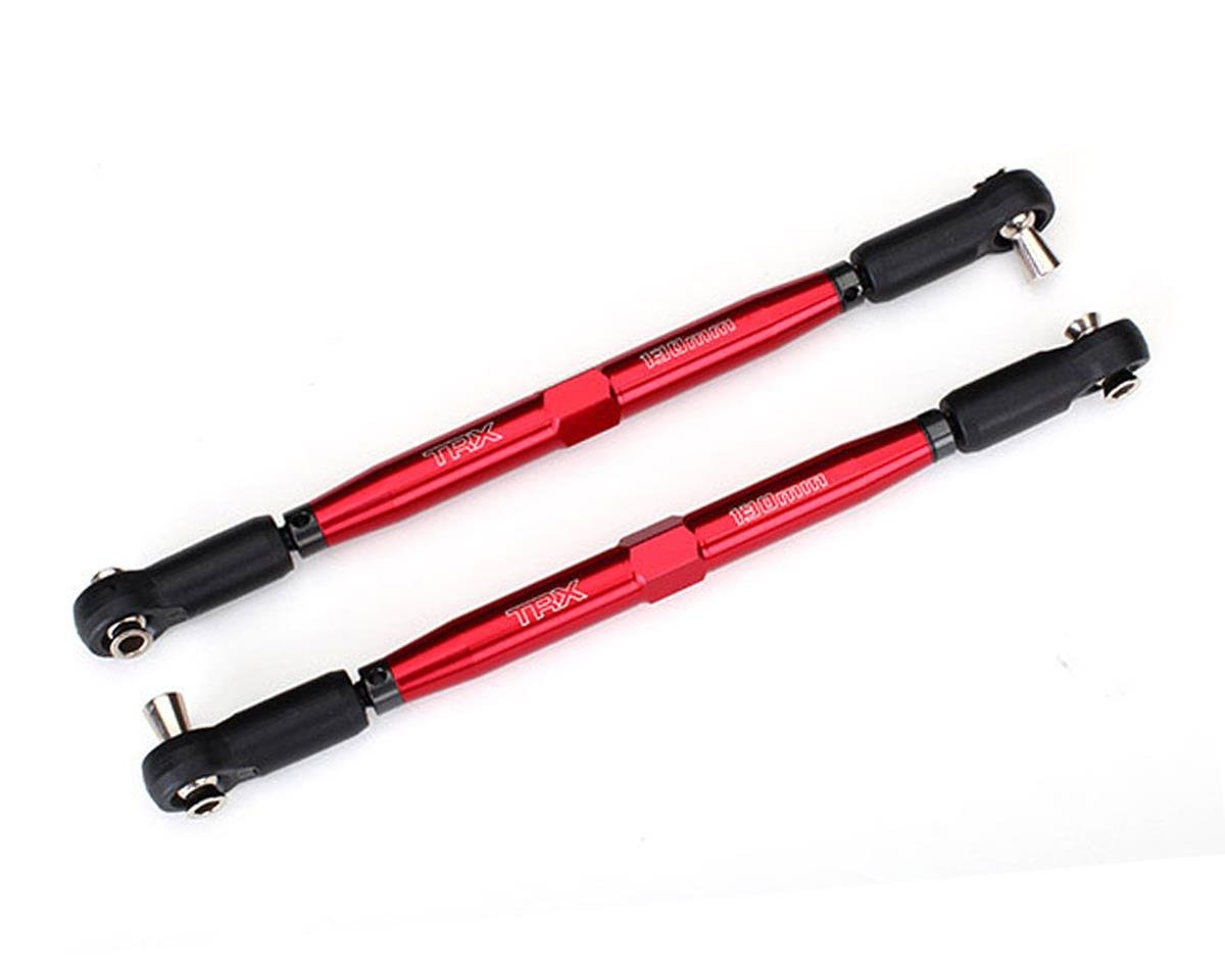 Traxxas Toe links, X-Maxx (TUBES red-anodized, 7075-T6 aluminum, stronger than titanium) (157mm) (2)/ rod ends, assembled with steel hollow balls (4)/ aluminum wrench, 10mm (1) TRA7748R