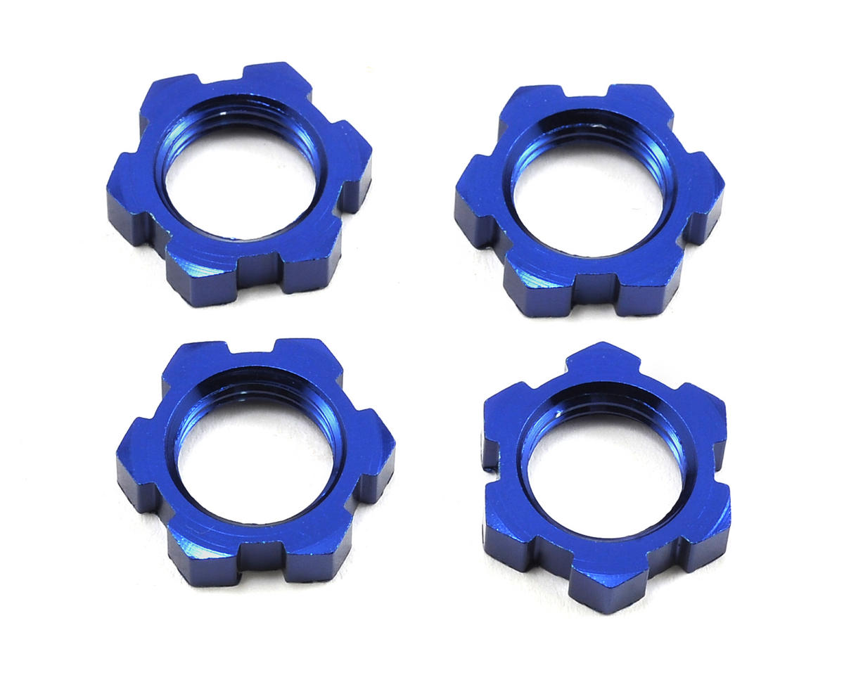 Traxxas Wheel nuts, splined, 17mm, serrated (blue-anodized) (4) TRA7758