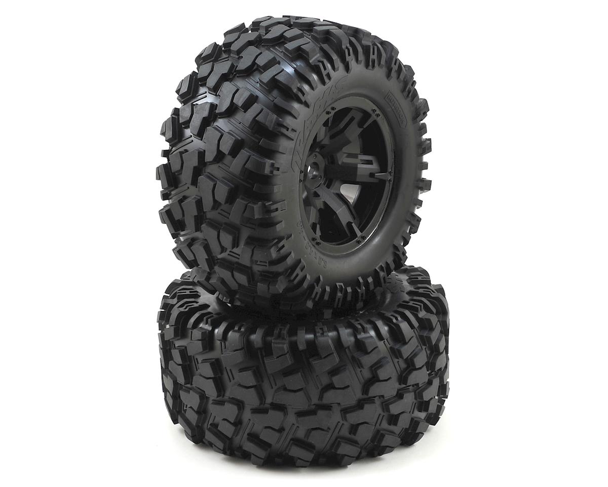 Traxxas Tires & wheels, assembled, glued (X-Maxx black wheels, Maxx AT tires, foam inserts) (left & right) (2) 8S Rated TRA7772X