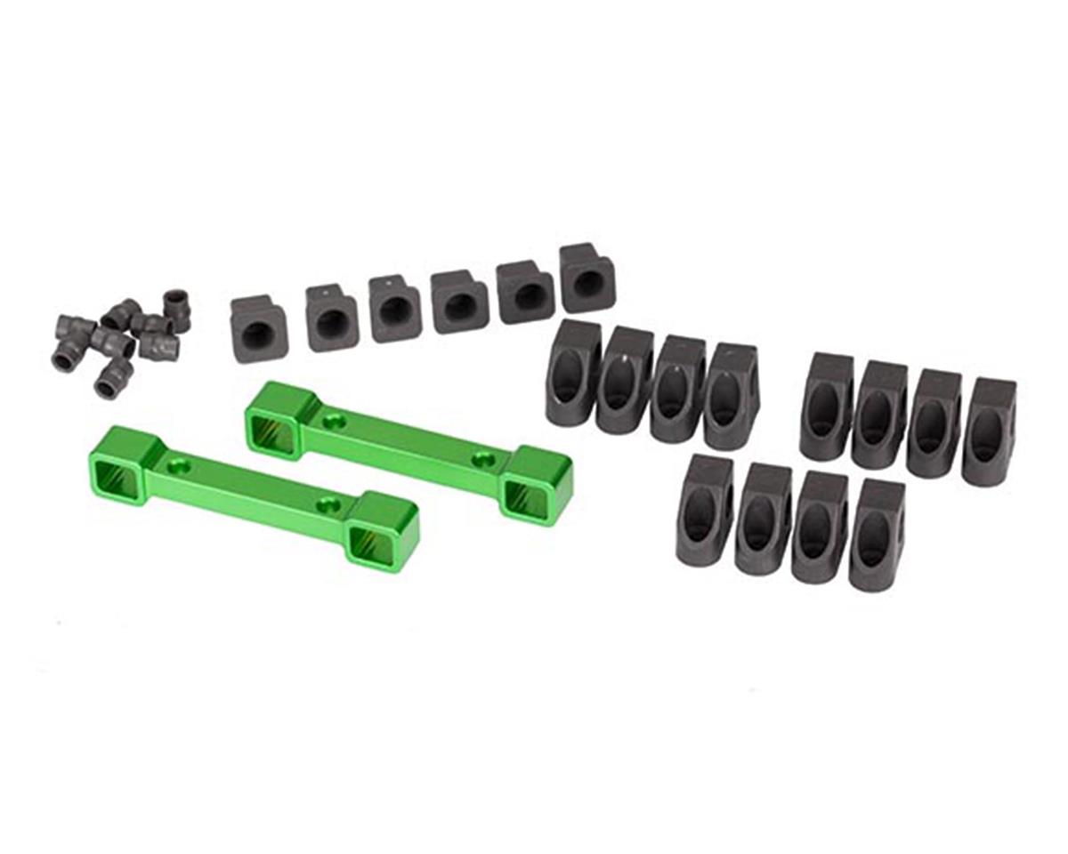 Traxxas Traxxas Mounts, suspension arms, aluminum (green-anodized) (front & rear)/ hinge pin retainers (12)/ inserts (6) TRA8334G