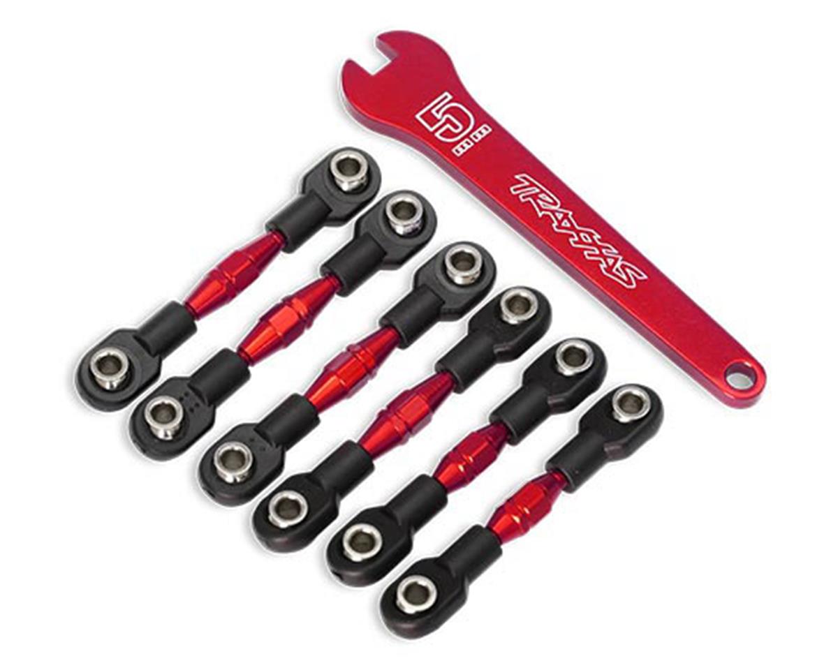 Traxxas Turnbuckles, aluminum (red-anodized), camber links, 32mm (front) (2)/ camber links, 28mm (rear) (2)/ toe links, 34mm (2)/ aluminum wrench TRA8341R