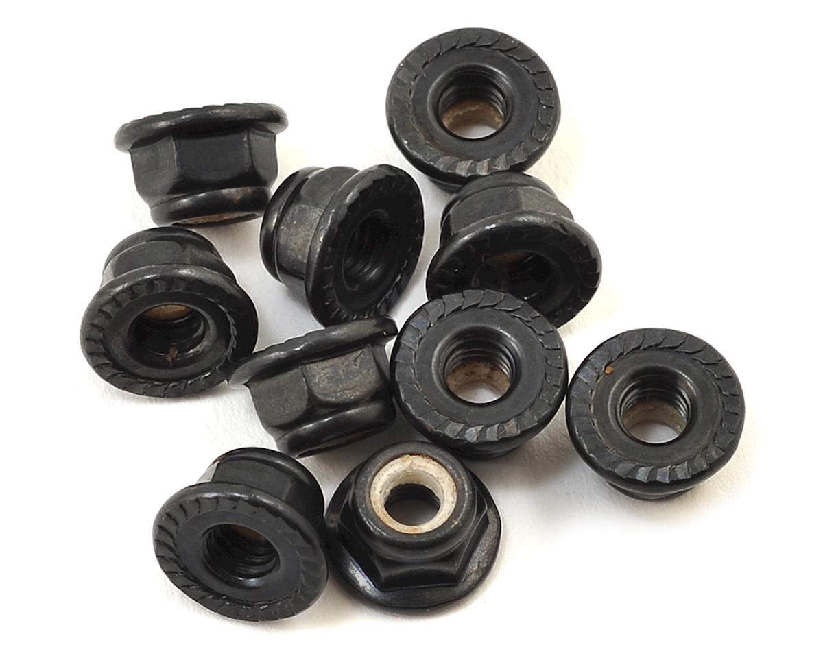 Traxxas Nuts, 4mm flanged nylon locking, serrated (black) (10) TRA8347