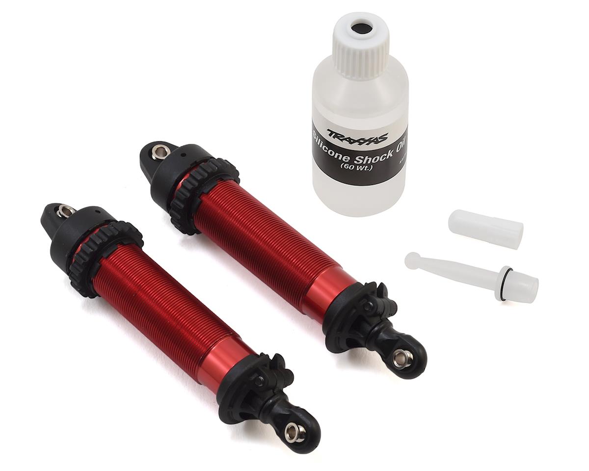 Traxxas Shocks, GTR, 134mm, aluminum (red-anodized) (complete w/ spring pre-load spacers) (front, threaded) (2) TRA8450R